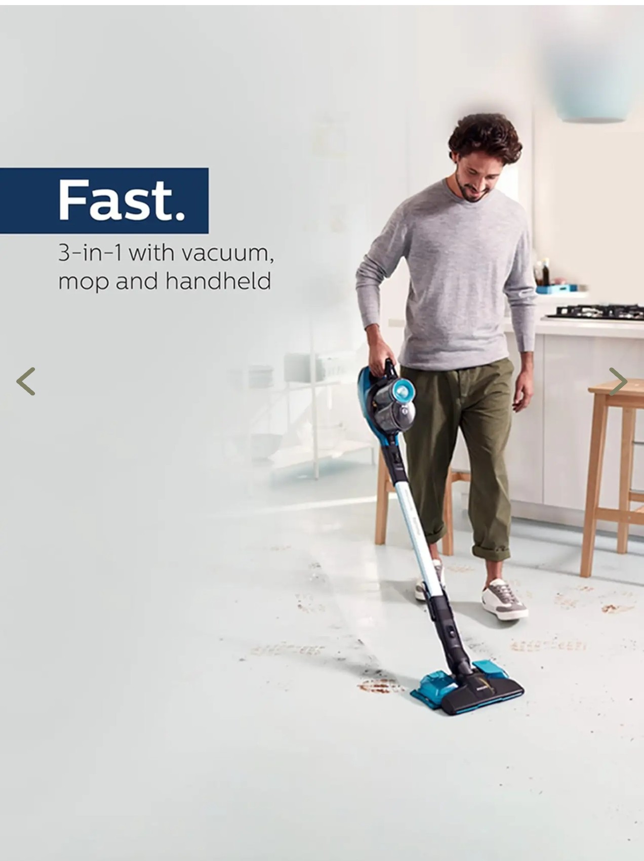 Philips Philips Domestic ?Speed Pro Cordless Stick Vacuum Cleaner with acuum (Blue Metallic)