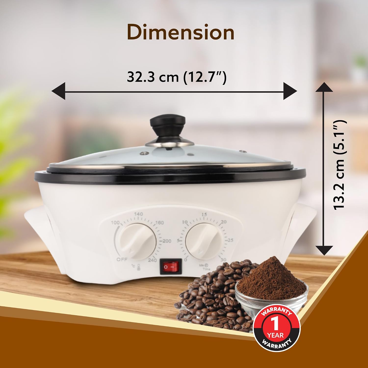 AGARO Regal Coffee Roaster, 750 Grams Capacity.